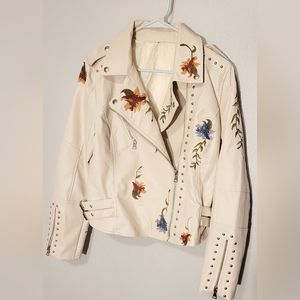 Womans faux leather embroidered jacket